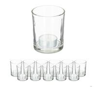 Relaxdays Lot de 12 photophores en verre pour bougies chauffe-plat, design simple, H x D : 8,5 x 7 cm, transparent