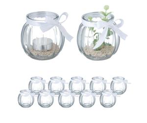 Relaxdays Lot de 12 photophores transparents