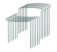 Relaxdays Lot de 12 tuteurs, support pour plantes grimpantes, rosiers, sur pied, semi-circulaire, en acier, vert foncé