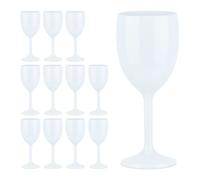 Relaxdays Verres à vin en plastique, lot de 12, incassable, sans BPA, coupes soirées camping, matière synthétique, blanc