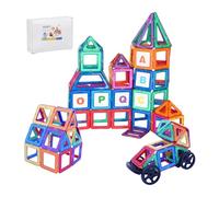 Relaxdays Lot de 136 Blocs de Construction magnétiques, différentes Formes, Jouets magnétiques à partir de 3 Ans, Pierres magnétiques pour Enfants, ABS, Multicolore
