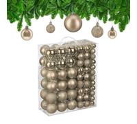 Relaxdays Boule de Noël, lot Pratique de 138, en Plastique, pour décorer Votre Sapin comme il se Doit, Champagne