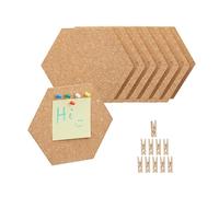 Relaxdays Lot de 14 Tableaux muraux, hexagonaux, Supports avec punaises & épingles, HxLxP : 17,5x20x0,5 cm, Nature