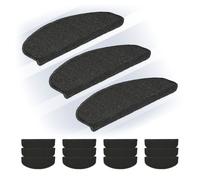 Relaxdays Marchette d'escalier semicirculaire, Auto-adhésive, lot Pratique de 15, L x P : env. 65 x 24 cm, Gris foncé