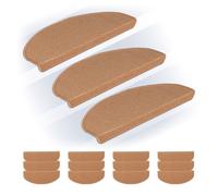 Relaxdays Marchette d'escalier semicirculaire, Auto-adhésive, lot Pratique de 15, L x P : env. 65 x 24 cm, Beige