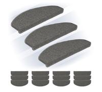 Relaxdays Marchette d'escalier semicirculaire, Auto-adhésive, lot Pratique de 15, L x P : env. 65 x 24 cm, Grise