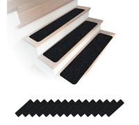 Relaxdays Lot de 16 Tapis d'escalier rectangulaires Auto-adhésifs 75 x 20 cm Noir