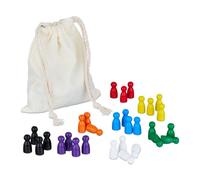 Relaxdays Lot de 160 pions de jeu – Bois, 8 couleurs, pochette en tissu pour Les Petites Chevaux