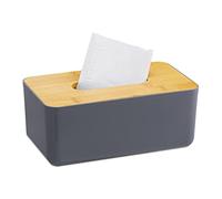 Relaxdays Lot de 2 boîtes à mouchoirs Rechargeables avec Couvercle en Bambou - en Plastique - Dimensions (H x l x P) : 10 x 23 x 13 cm - Gris/Naturel