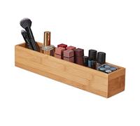 Relaxdays Lot de 2 boîtes de rangement en bambou pour salle de bain, cuisine et bureau, allongées et étroites, H x l x P : 7 x 38 x 8 cm, naturel