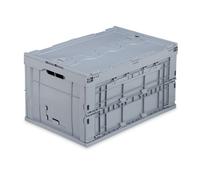 Relaxdays Boîte de Transport, Lot de 2, Stable, pour Commerce, de qualité 60 litres HxlxP : 32,5x58,5x39,5cm, Gris