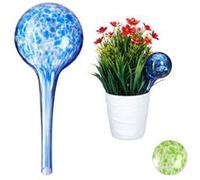 Relaxdays Lot de 2 Boules d'arrosage pour Plantes et Fleurs, Aide à l'arrosage au Bureau, en Vacances, Ø 6 cm, Verre Bleu G