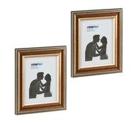 Relaxdays Cadre Photo, Lot de 2, 15x20 cm, Format Portrait ou Paysage, à accrocher ou Poser, Passe-Partout, doré