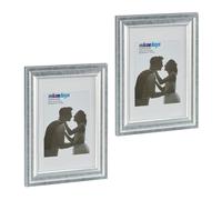 Relaxdays Cadre Photo, Lot de 2, 20x30 cm, Format Portrait ou Paysage, à accrocher ou Poser, Passe-Partout, argenté