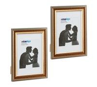 Relaxdays Cadre Photo, Lot de 2, 20x30 cm, Format Portrait ou Paysage, à accrocher ou Poser, Passe-Partout, doré