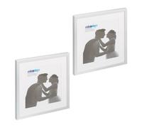 Relaxdays Cadre Photo, Lot de 2, 38,5 x 38,5 cm, Forme carrée, à accrocher ou Poser, Passe-Partout, argenté