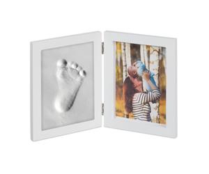 Relaxdays Lot de 2 cadres photos bébé empreintes