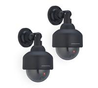 Relaxdays Fausse caméra, Lot de 2, Clignotant, intérieur & extérieur, Dissuader intrus, sécurité, Noir