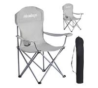 Relaxdays Lot de 2 chaises de Camping Pliables, Sac de Transport, Porte-gobelet, 150 kg, chaises Pliantes, Polyester, métal, Gris