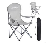 Relaxdays Lot de 2 chaises de camping pliantes 97 x 81 x 54 cm 150 kg polyester métal gris porte-boisson