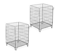 Relaxdays Composteur de Jardin, lot 2, en métal (Acier), Fond grillagé et Pieds, H x L x P : 68 x 46 x 46 cm, Noir