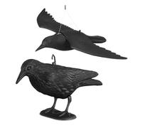 Relaxdays Corbeau de Jardin Anti-Pigeon, Lot de 2, décoration épouvantail Oiseaux Pigeon alarmistes Jardin Figure Noir