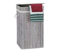 Relaxdays Lot de 2 corbeilles linge Bambou gris
