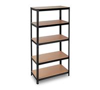 Relaxdays Lot de 2 étagère Charge Lourde, Meuble 5 Niveaux, Cave Charge 875 kg, Garage, 180x90x45 cm, Acier, MDF, Noir