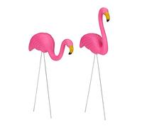 Relaxdays Lot de 2 Flamants Roses, déco de Jardin Adorable, Charme Tropical, Plastique, métal, Statues à 2 Tailles, Rose