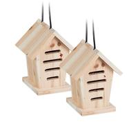 Relaxdays Hôtel à Insectes en Lot de 2, en Bois Non traité, pour coccinelles, à Suspendre dans Le Jardin, Nature