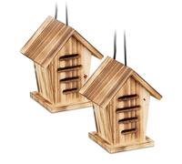 Relaxdays Hôtel à Insectes en Lot de 2, en Bois Non traité, pour coccinelles, à Suspendre dans Le Jardin, Marron
