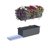 Relaxdays Lot de 2 jardinières pour Balcon/Balustrade, H x L x P : 17 x 50 x 19 cm, Drainage + bac, Acier Anthracite