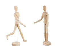 Relaxdays Lot de 2 mannequins articulés, Figurines en Bois, 30 cm, Personnages à Manipuler, pour Dessin, pantins, Nature
