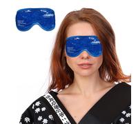 Relaxdays Masque pour Les Yeux à Effet Froid & Chaud, Lot de 2, Perles de Gel, Bandeau pour Les Yeux, avec Scratch, Bleu
