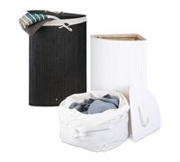 Relaxdays Lot de 2 paniers à linge bambou