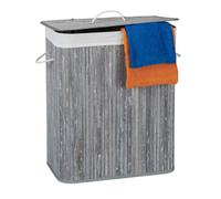 Relaxdays Lot de 2 paniers à linge bambou gris