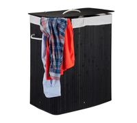 Relaxdays Lot de 2 paniers à linge bambou noir
