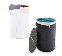 Relaxdays Lot de 2 paniers à linge bambou ronds