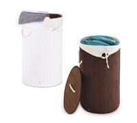 Relaxdays Lot de 2 paniers à linge bambou ronds