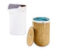 Relaxdays Lot de 2 paniers à linge bambou ronds