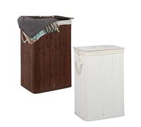 Relaxdays Lot de 2 paniers à linge en bambou