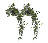 Relaxdays Plante Artificielle, Lot de 2 Fausses Fleurs à Suspendre, pothos, Plastique, HxD : 60x20 cm, Vert - Noir