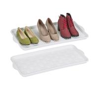 Relaxdays Lot de 2 plateaux à chaussures blancs