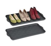 Relaxdays Lot de 2 plateaux à chaussures gris