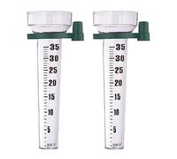 Relaxdays Lot de 2 pluviomètres, Fixation, Accessoire de Mesure pour Jardin, 35 mm/m², Plastique, Transparent - Vert
