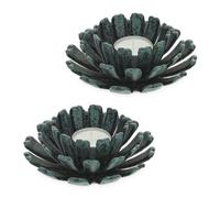 Relaxdays Porte-Bougies, Lot de 2, Design Fleur, bougeoir Fonte, intérieur, extérieur, HxD: 6x13,5 cm, Vert