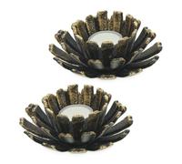 Relaxdays Lot de 2 porte-bougies en forme de fleur
