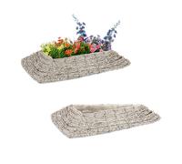 Relaxdays Lot de 2 pots de fleurs triangulaires