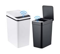 Relaxdays Lot de 2 poubelles à capteur, 9 L & 15 L, noir/blanc