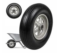 Lot de 2 Roues Relaxdays 3.50-8, Caoutchouc Plein, Roue complète Jante Acier et axe, pour Diable/brouette, Noir/Gris